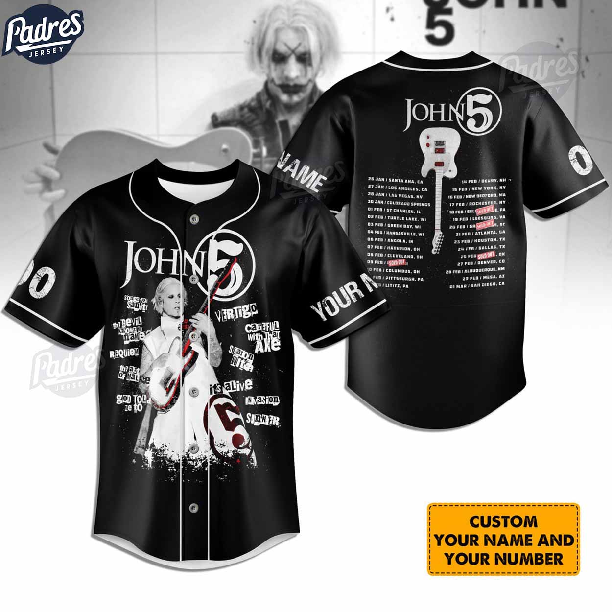 John 5 Guitarist Personalized Baseball Jersey Shirt - Padres Jersey Oasis: Elevate Your Baseball Style Game