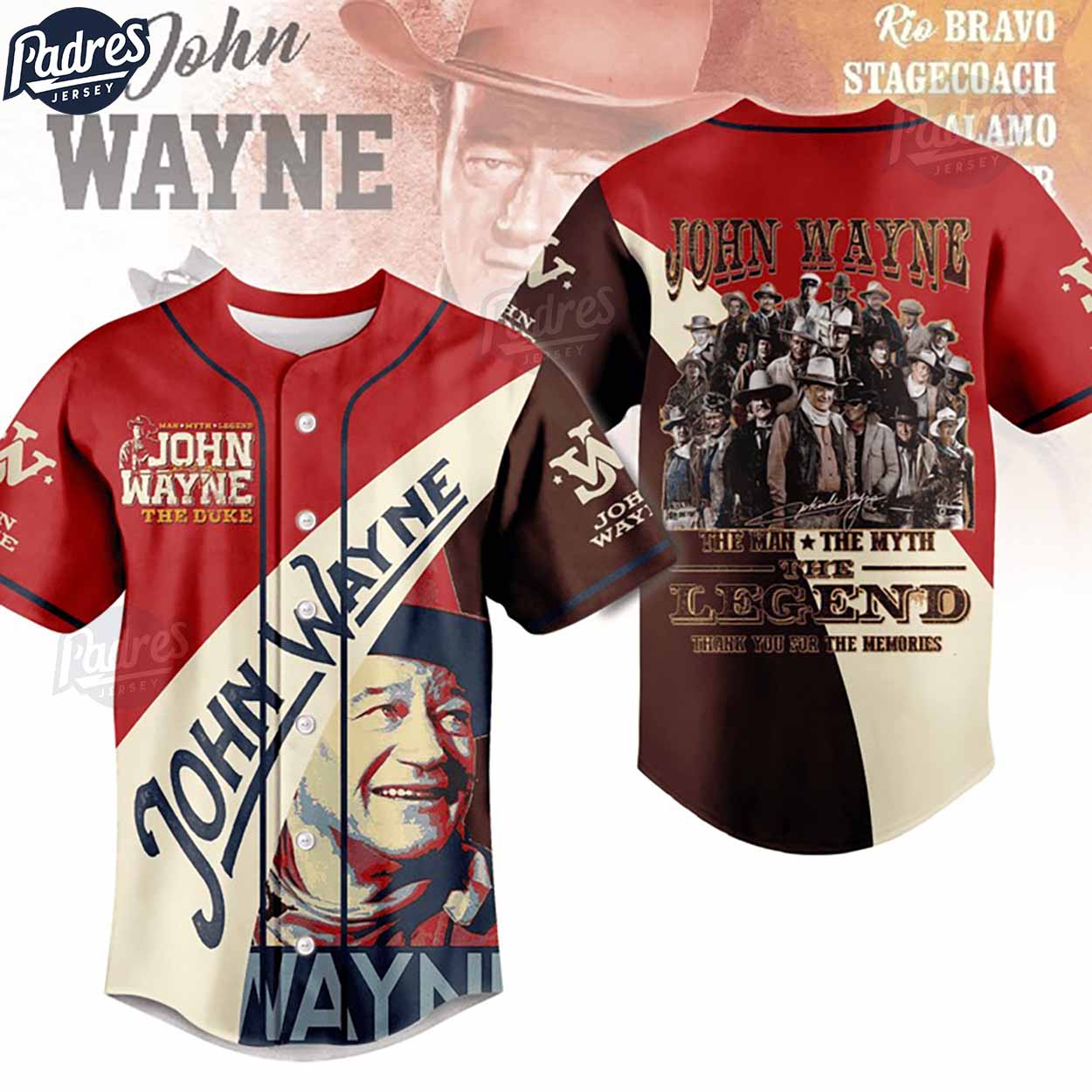 John Wayne The Man The Myth Legend Baseball Jersey - Padres Jersey Oasis: Elevate Your Baseball Style Game
