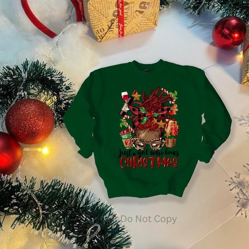 Just A Girl Who Loves Christmas DTF Transfer ONLY - This is NOT a T Shirt