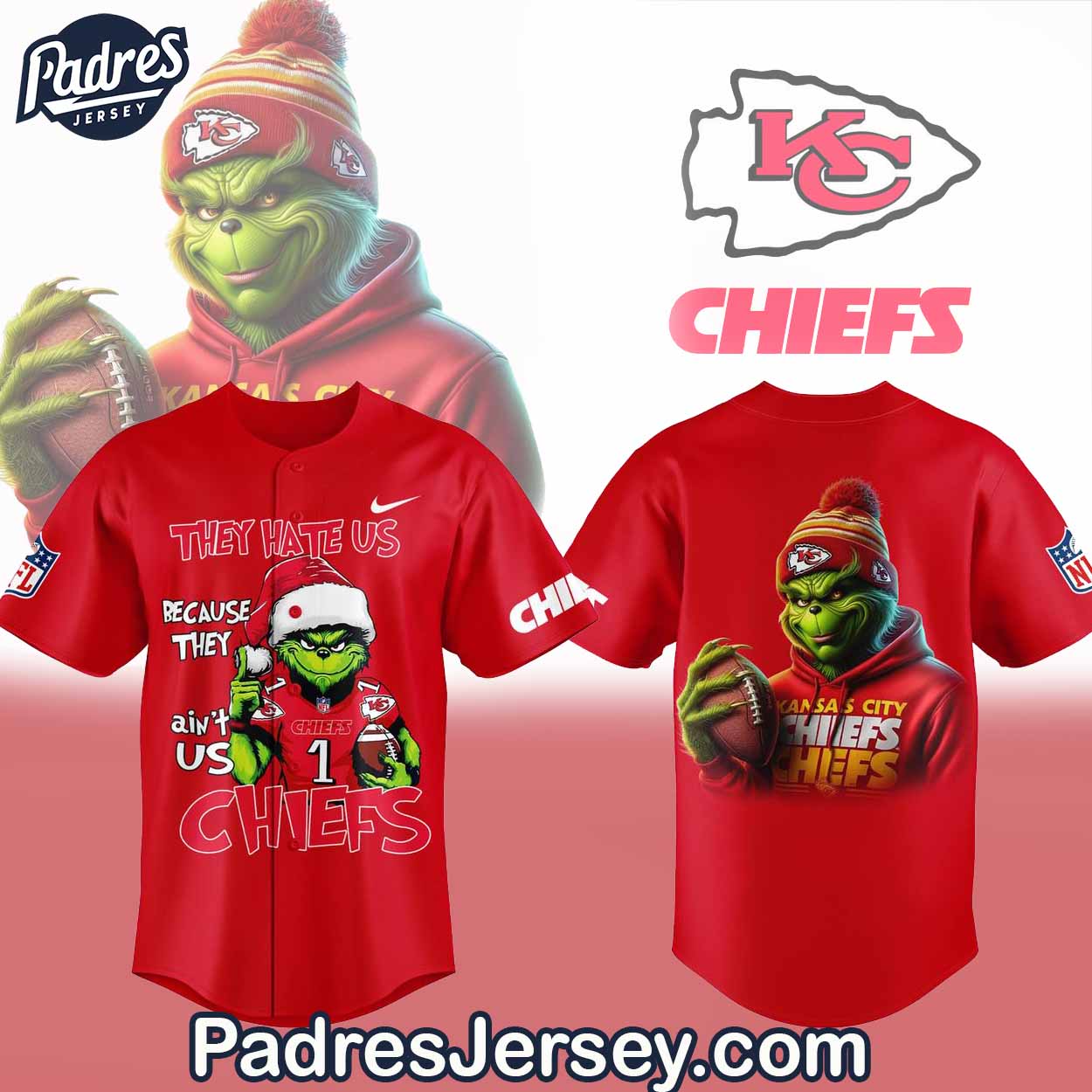Kansas City Chief x The Grinch Christmas baseball Jersey Outfit - Padres Jersey Oasis: Elevate Your Baseball Style Game