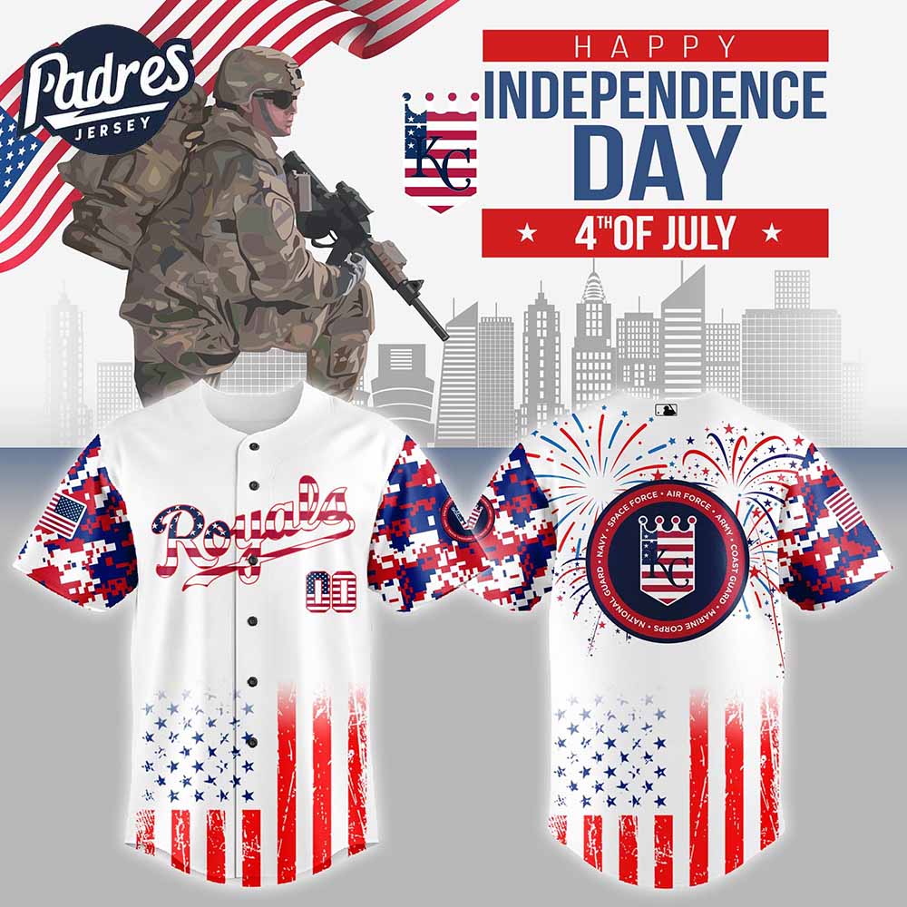 Kansas City Royals MLB X The 4th Of July X Military Personalized Baseball Jersey - Padres Jersey Oasis: Elevate Your Baseball Style Game