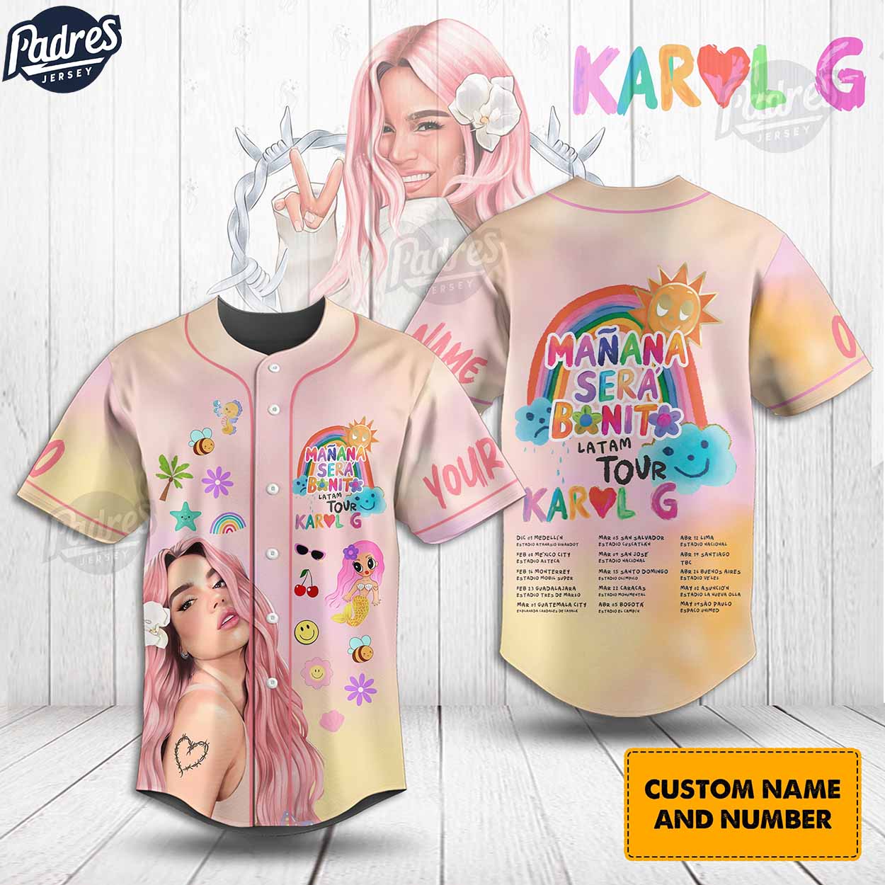 Karol G Tour 2024 Custom Baseball Jersey Womens - Padres Jersey Oasis: Elevate Your Baseball Style Game