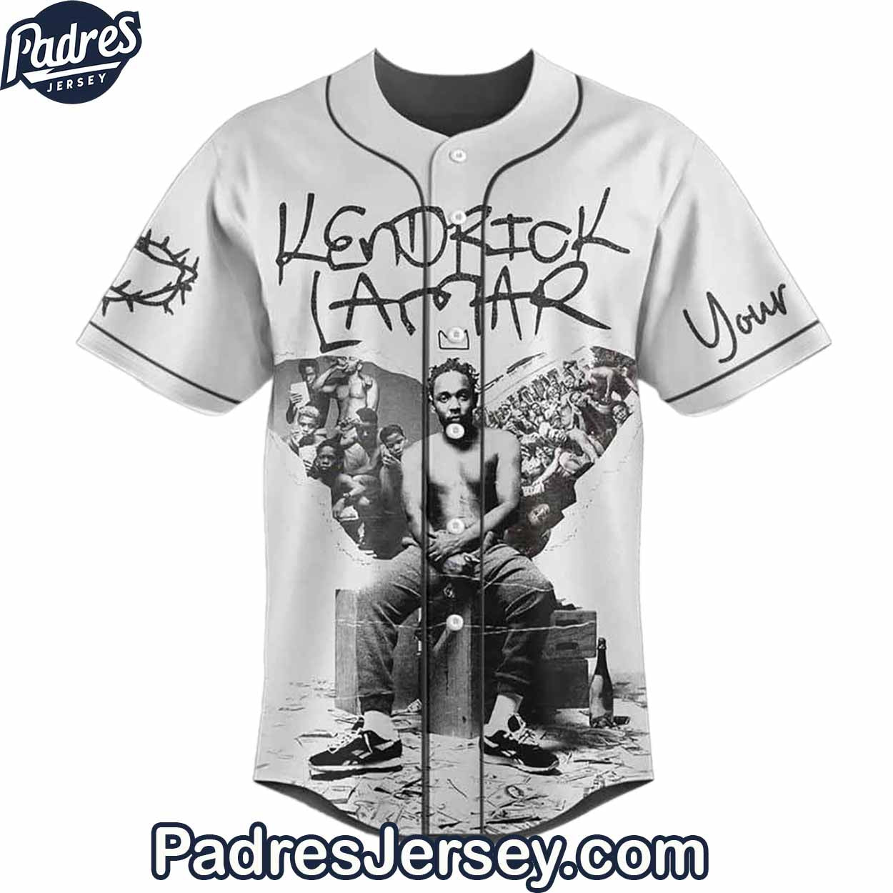 Kendrick Lamar Grey Baseball Jersey Outfit - Custom Name - Padres Jersey Oasis: Elevate Your Baseball Style Game