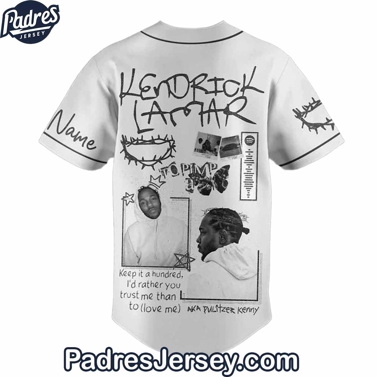 Kendrick Lamar Grey Baseball Jersey Outfit - Custom Name - Padres Jersey Oasis: Elevate Your Baseball Style Game
