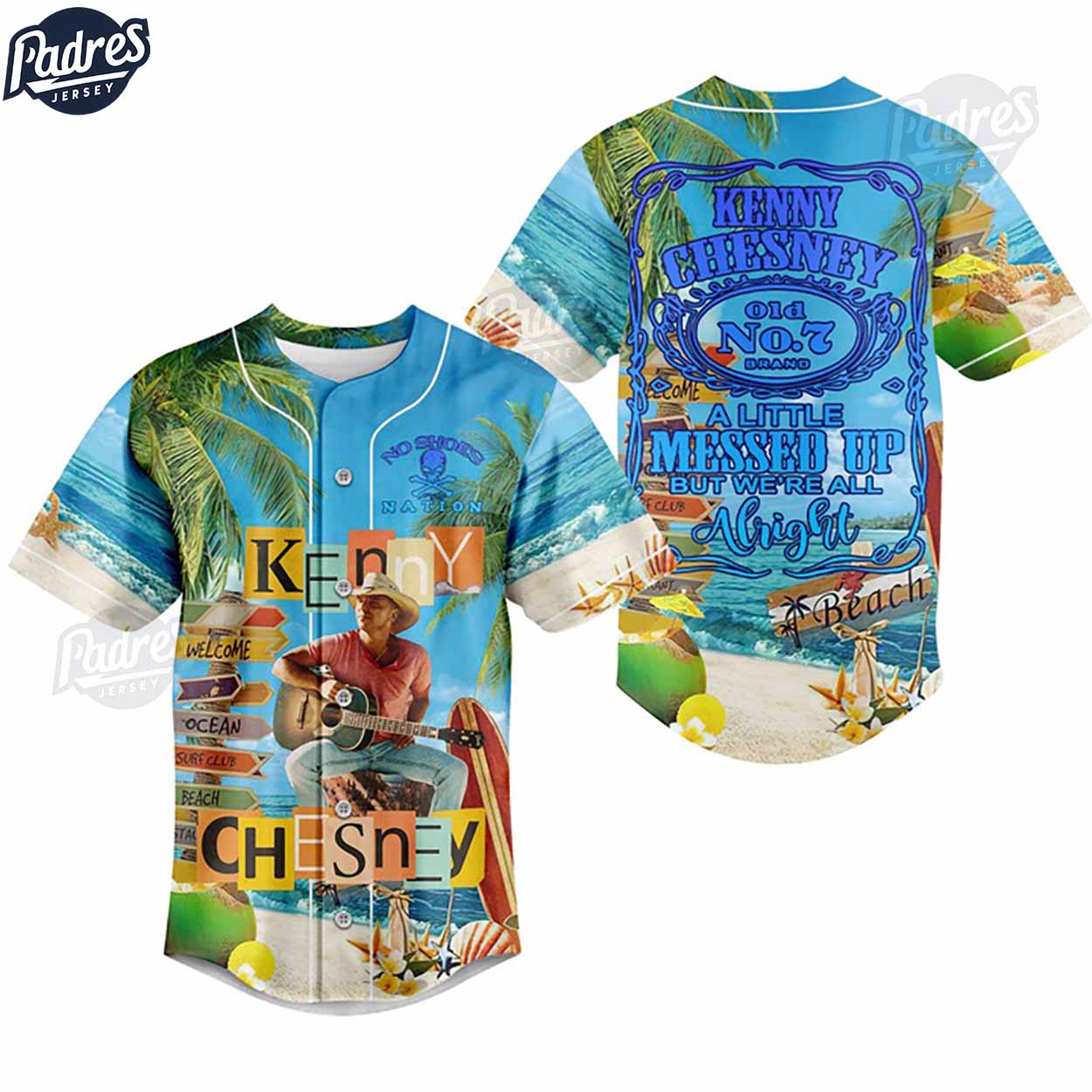 Kenny Chesney No Shoes Nation Summer Custom Baseball Jersey - Padres Jersey Oasis: Elevate Your Baseball Style Game