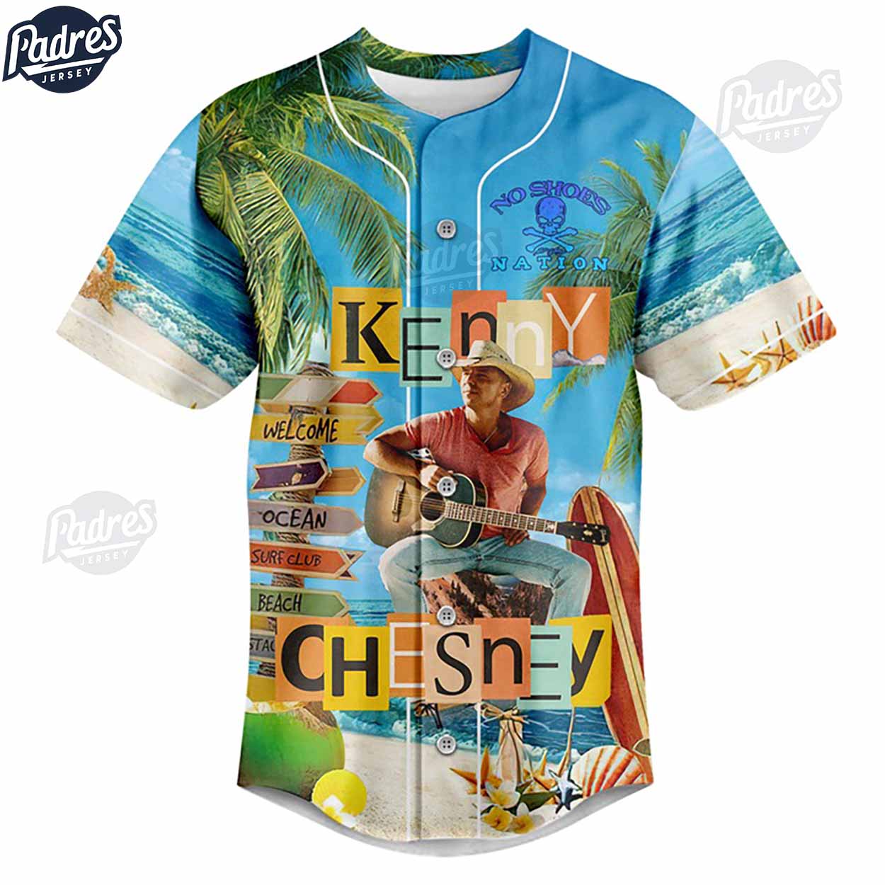 Kenny Chesney No Shoes Nation Summer Custom Baseball Jersey - Padres Jersey Oasis: Elevate Your Baseball Style Game