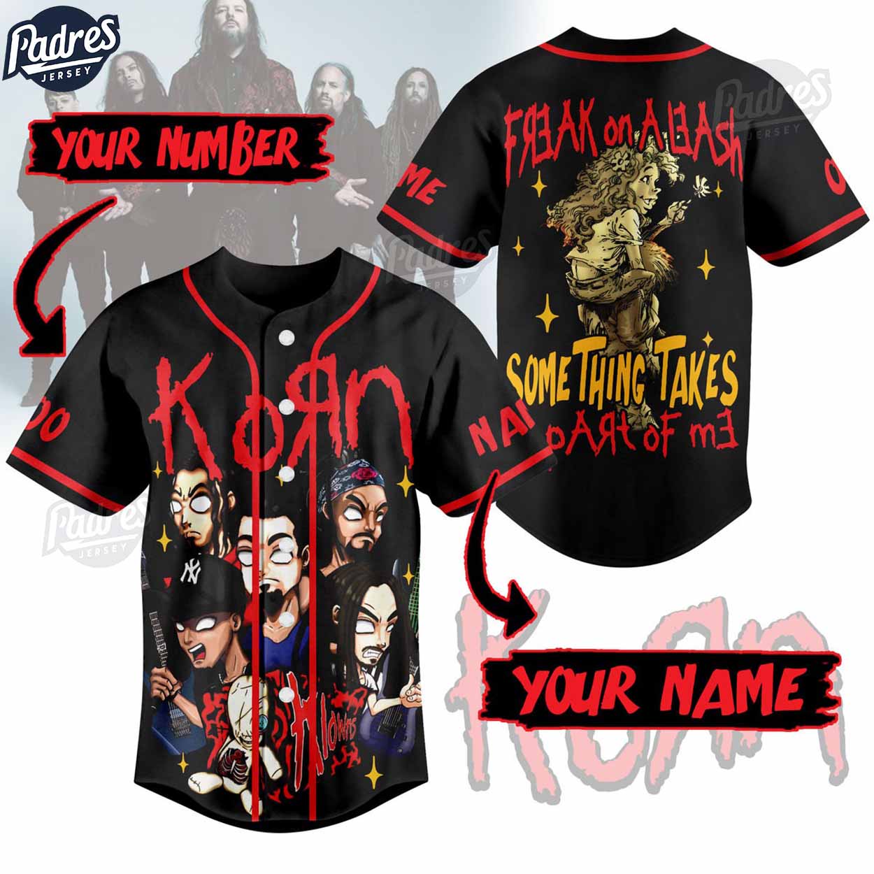 Korn Freak On A Leash Something Take Part Of Me Custom Baseball Jersey Style - Padres Jersey Oasis: Elevate Your Baseball Style Game