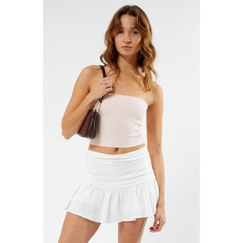 LA Hearts Women's White Ruffle Mini Skort - Multicolor