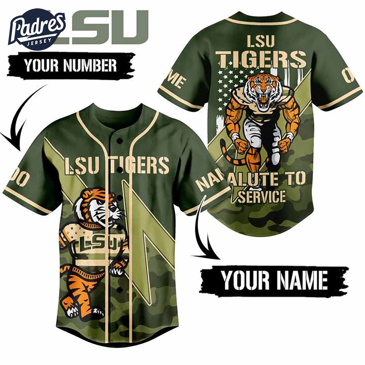LSU Tigers Salute To The Service Custom Baseball Jersey - Padres Jersey Oasis: Elevate Your Baseball Style Game