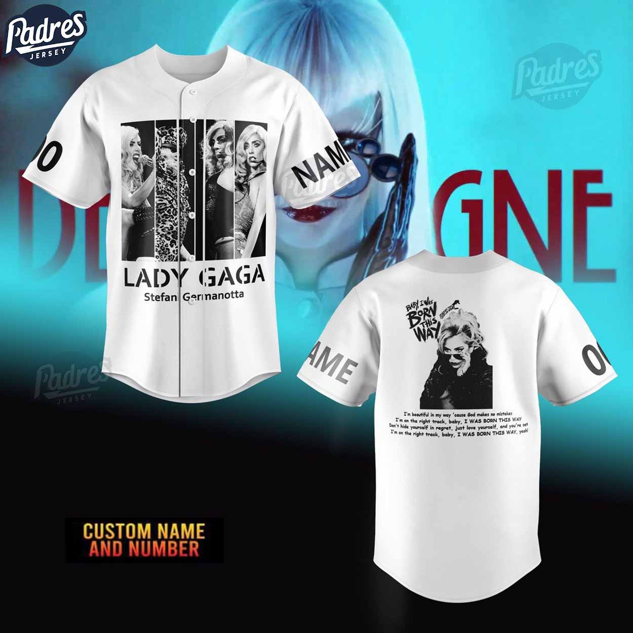 Lady Gaga Born This Way Custom Baseball Jersey - Padres Jersey Oasis: Elevate Your Baseball Style Game