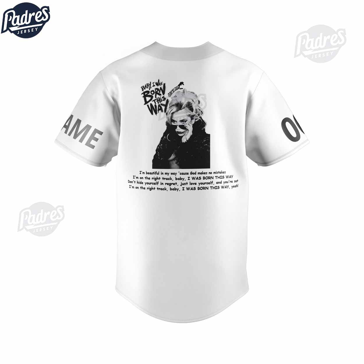 Lady Gaga Born This Way Custom Baseball Jersey - Padres Jersey Oasis: Elevate Your Baseball Style Game