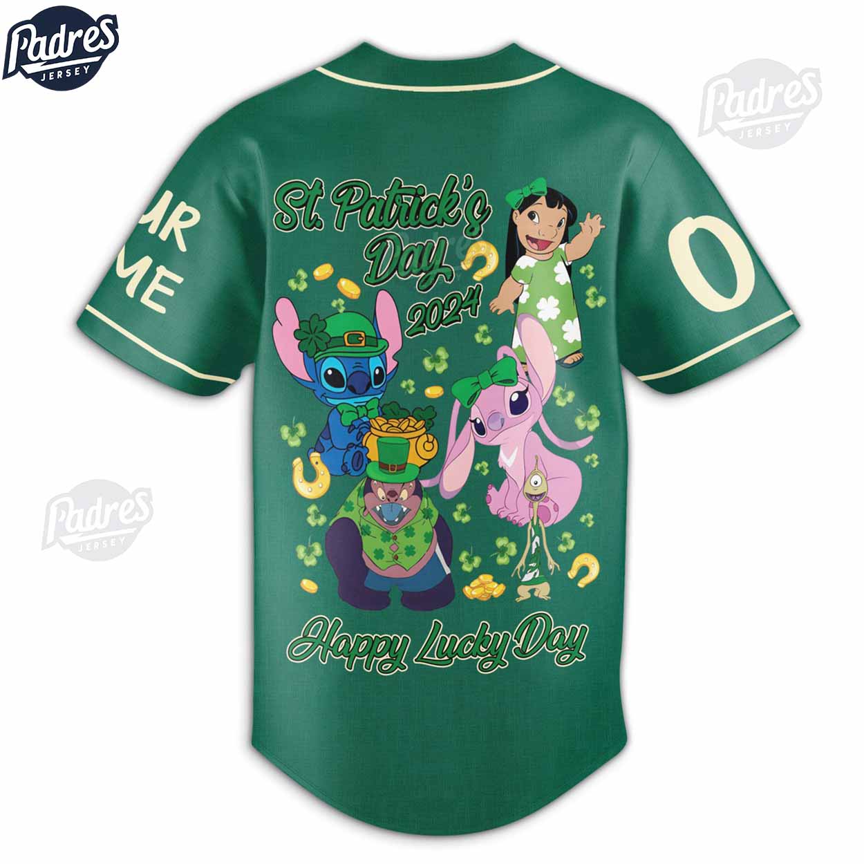 Lilo And Stitch Happy St.Patrick's Day 2024 Custom Baseball Jersey Style - Padres Jersey Oasis: Elevate Your Baseball Style Game