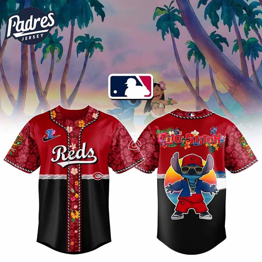 Lilo And Stitch X Reds MLB All Team Floral Jersey Reds - Padres Jersey Oasis: Elevate Your Baseball Style Game