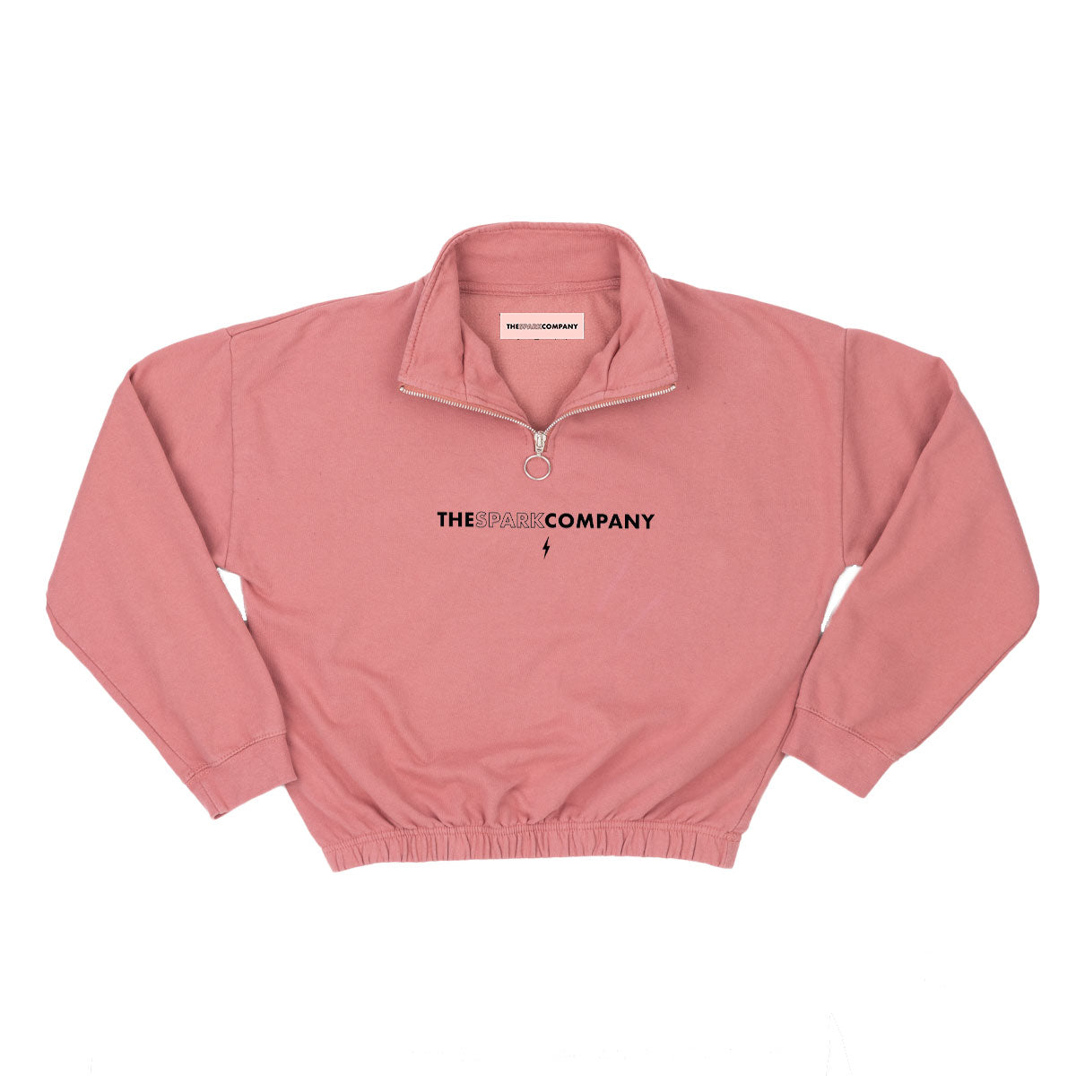 Logo Embroidered 1/4 Zip Crop Sweatshirt Style003