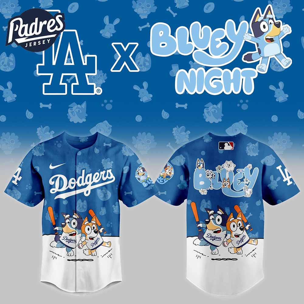 Los Angeles Dodgers Bluey Night Baseball Jersey Outfit - Padres Jersey Oasis: Elevate Your Baseball Style Game