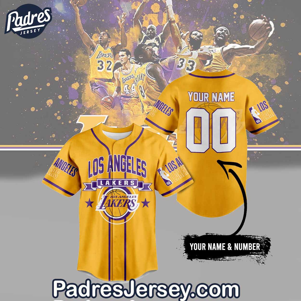 Los Angeles Lakers Baseball Jersey Outfit - Custom Name - Padres Jersey Oasis: Elevate Your Baseball Style Game