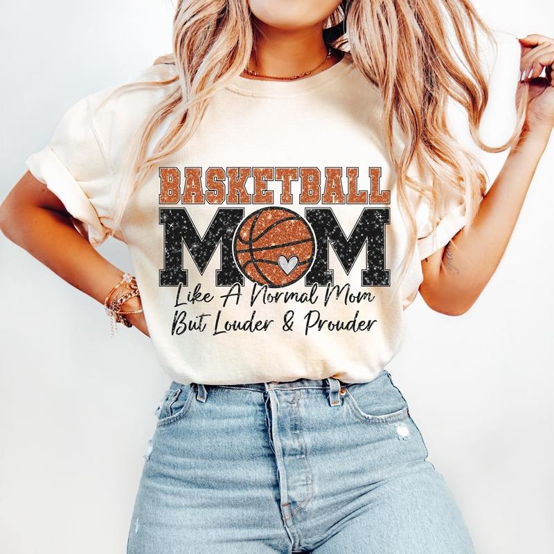 Loud Proud Basketball Mom T-Shirt, Basketball T-Shirt, Basketball Mama T-Shirt , Sports T-Shirt, Game Day Basketball Season, Faux Sequin