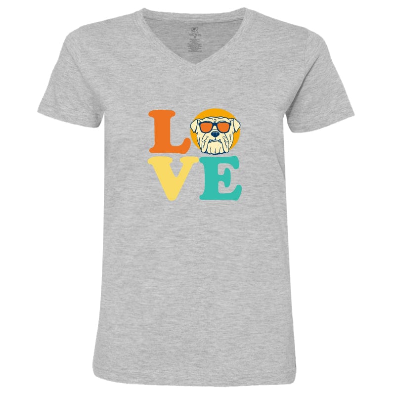 Dog Love (Bulldog) - Ladies T-Shirt V-Neck