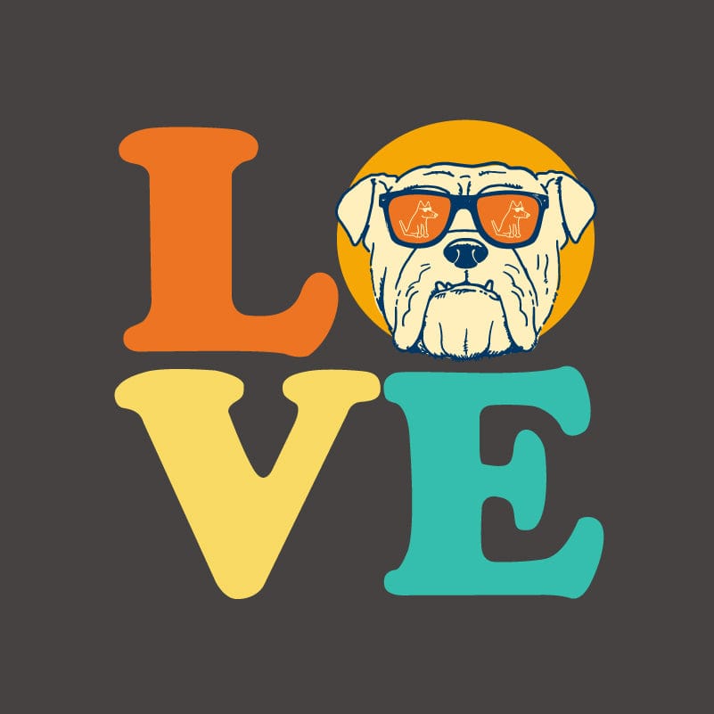 Dog Love (Bulldog) - Ladies Curvy V-Neck Tee