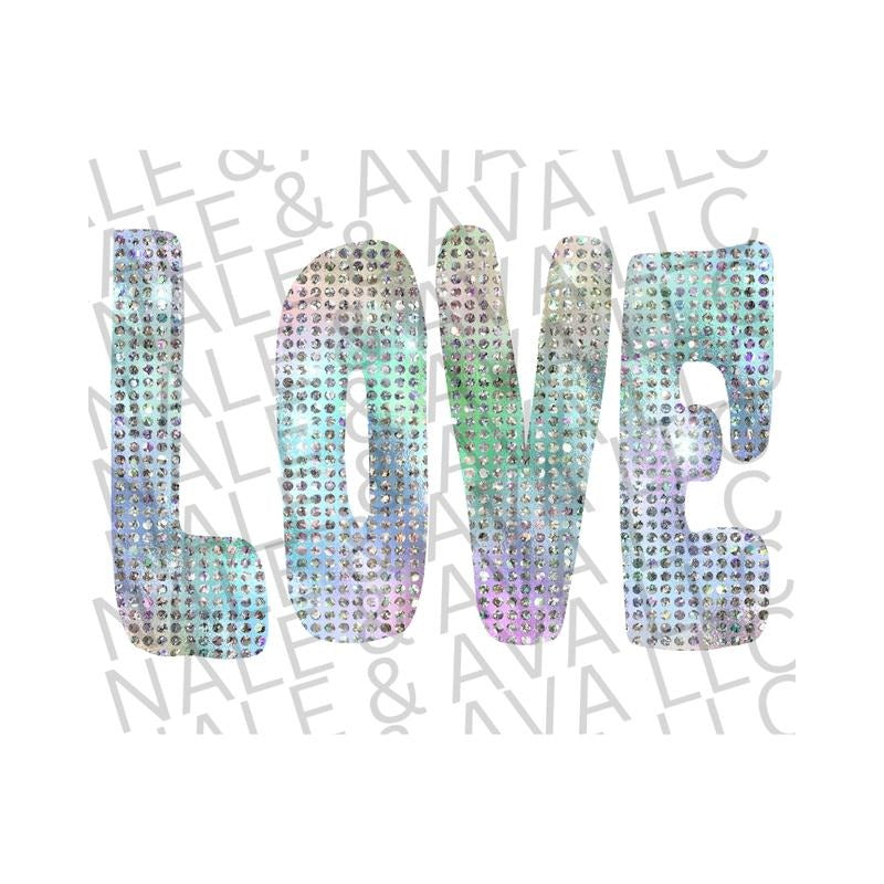 Love Faux Sequin DTF Transfer