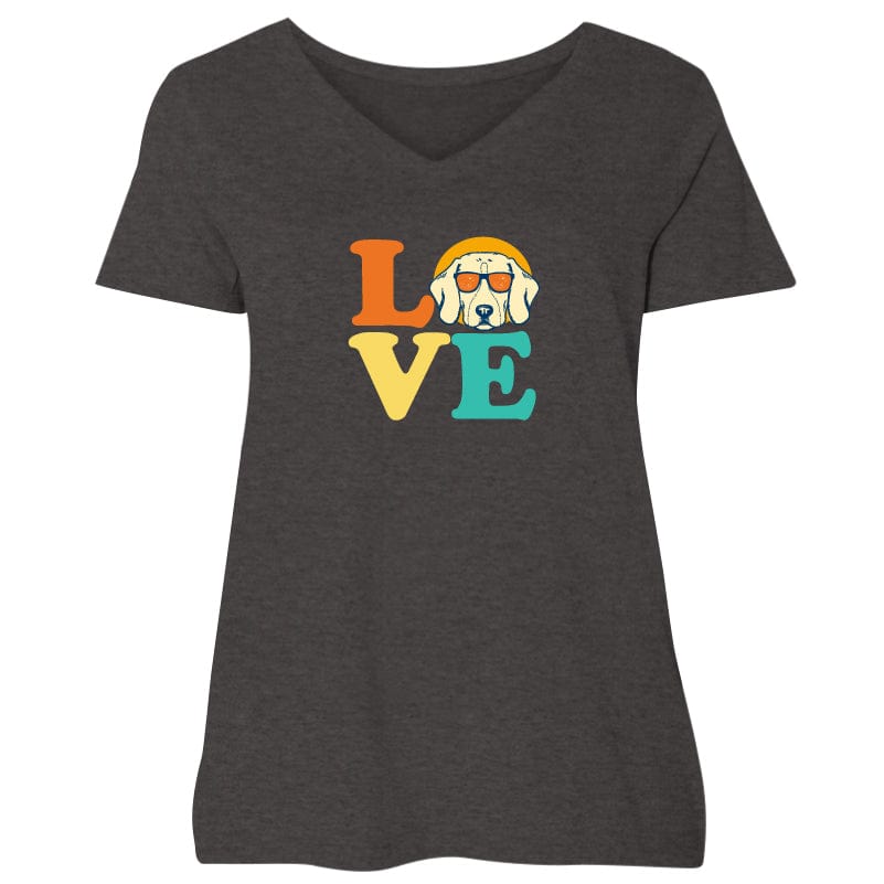 Dog Love (Hound) - Ladies Curvy V-Neck Tee
