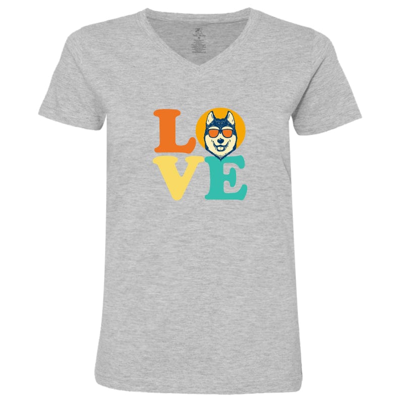 Dog Love (Husky) - Ladies T-Shirt V-Neck