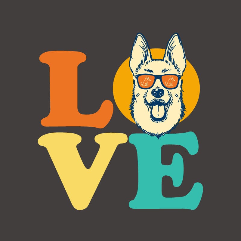 Dog Love (Shepherd) - Ladies Curvy V-Neck Tee