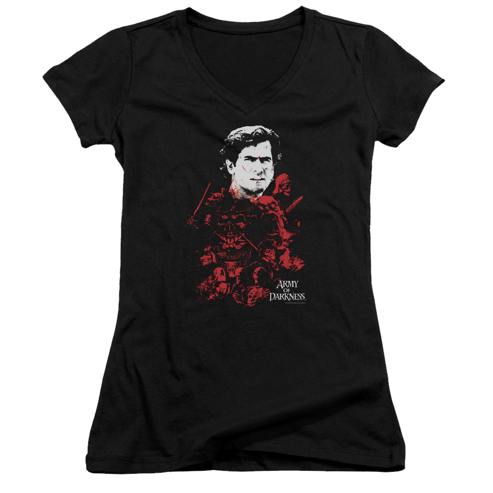 Army Of Darkness Pile Of Baddies - Juniors V-Neck T-Shirt