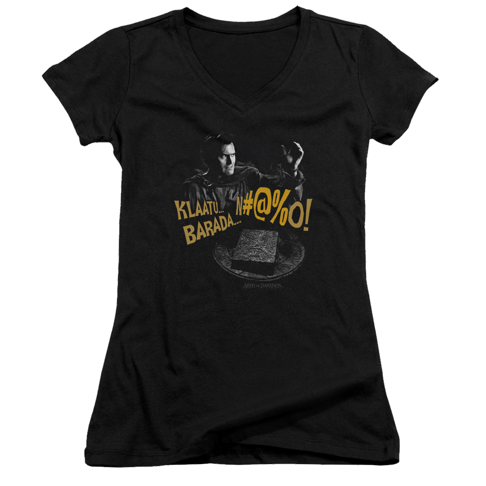 Army Of Darkness Klaatu...barada - Juniors V-Neck T-Shirt