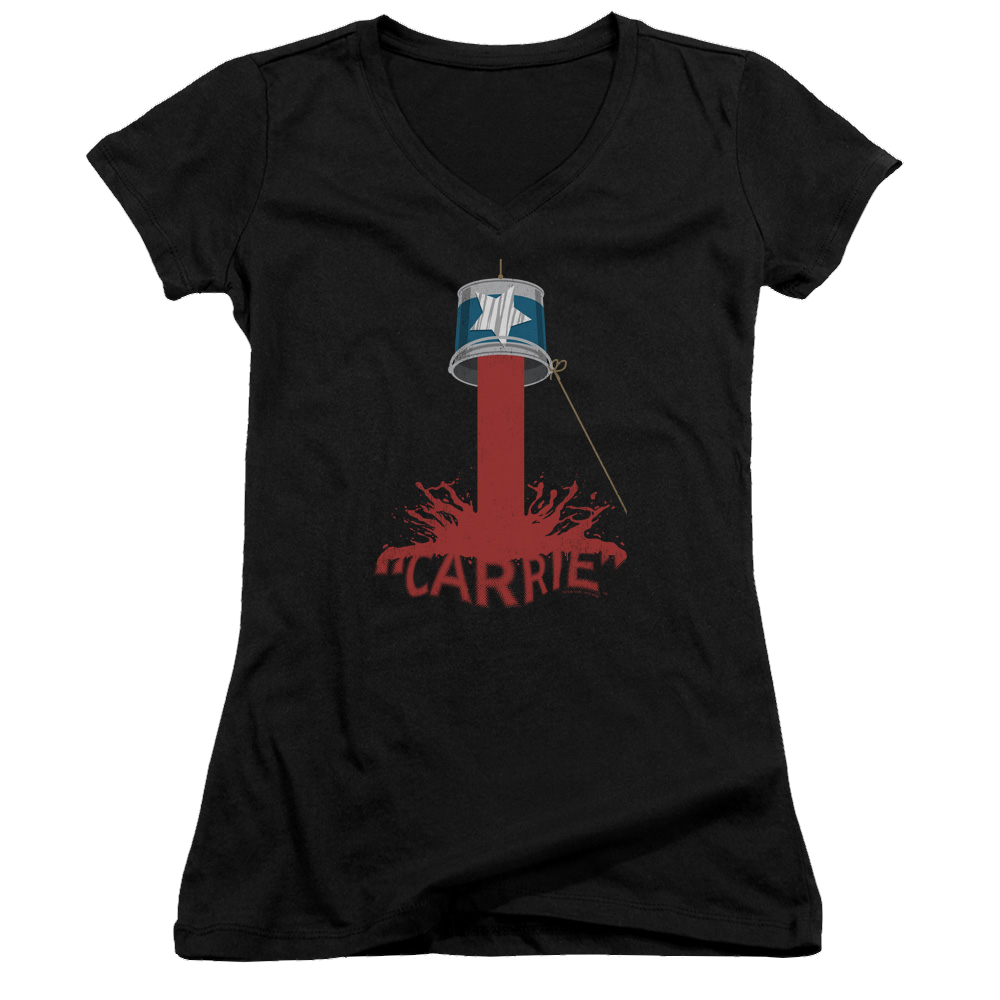 Carrie Bucket Of Blood - Juniors V-Neck T-Shirt