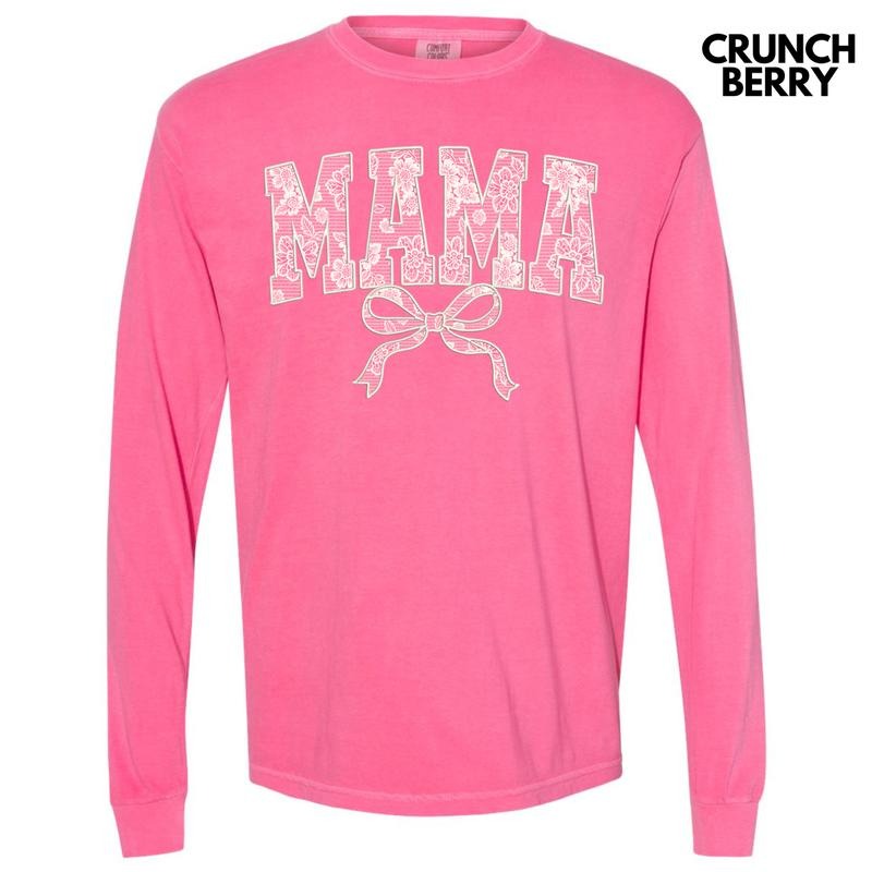 Mama White Lace Coquette Long Sleeve Comfort Colors T-Shirt 'NLB'
