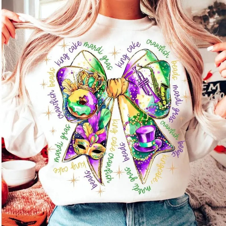 Mardi Gras Coquette Sweatshirt, Mardi Gras Vibes Sweatshirt, Mardi Gras Sweatshirt