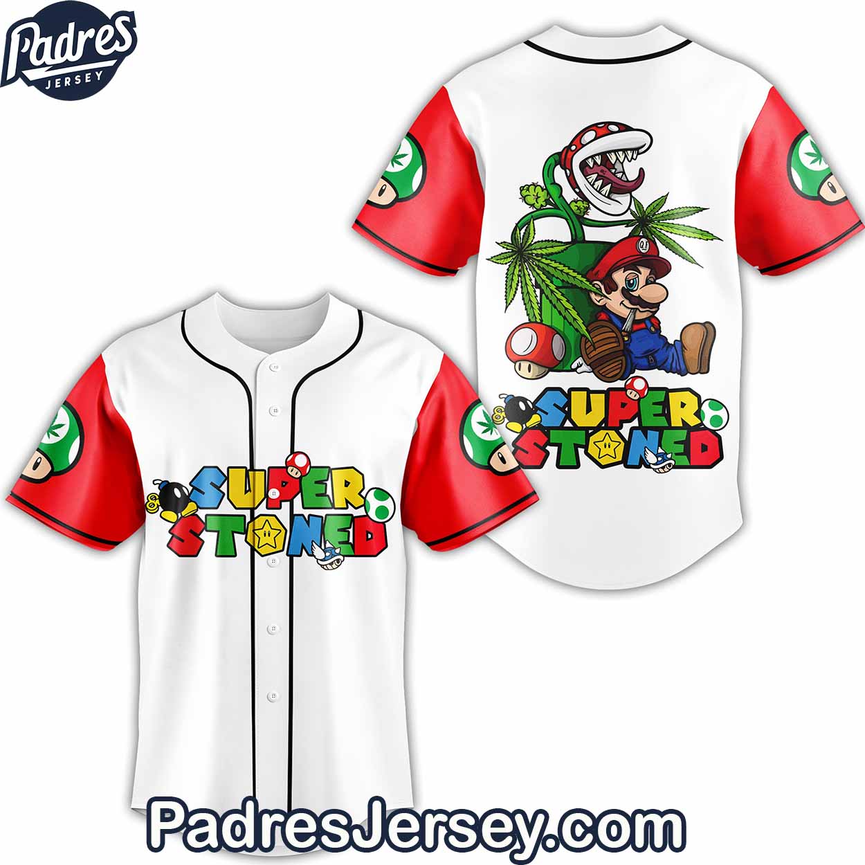 Mario Marijuana Super Stoned Baseball Jersey Outfit - Padres Jersey Oasis: Elevate Your Baseball Style Game