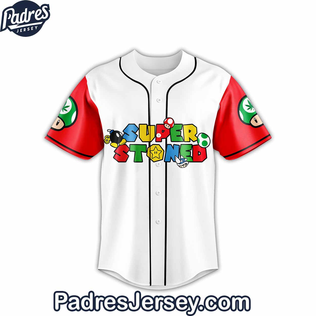Mario Marijuana Super Stoned Baseball Jersey Outfit - Padres Jersey Oasis: Elevate Your Baseball Style Game