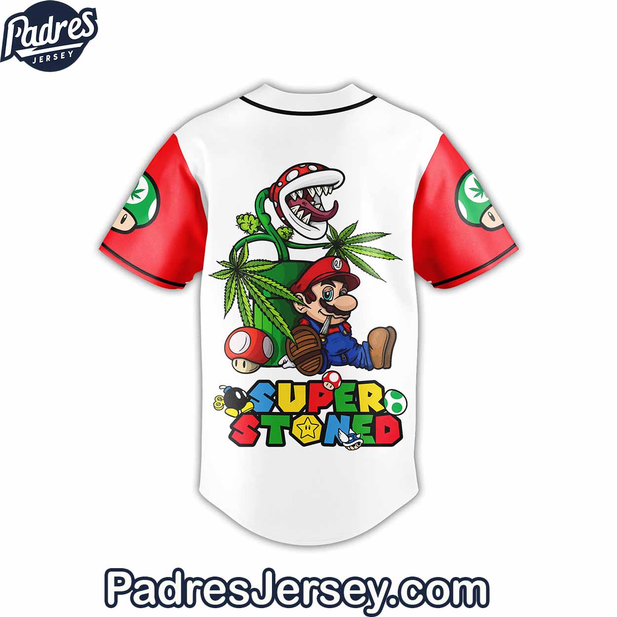 Mario Marijuana Super Stoned Baseball Jersey Outfit - Padres Jersey Oasis: Elevate Your Baseball Style Game