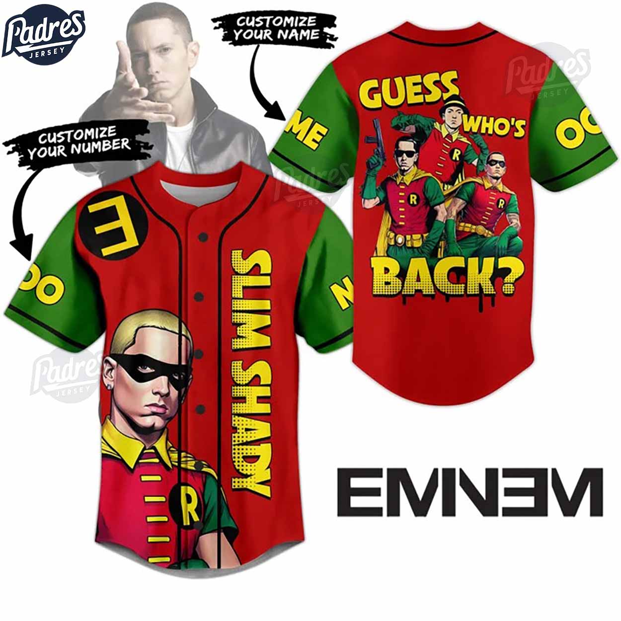 DC Robin Eminem Custom Baseball Jersey Style - Padres Jersey Oasis: Elevate Your Baseball Style Game