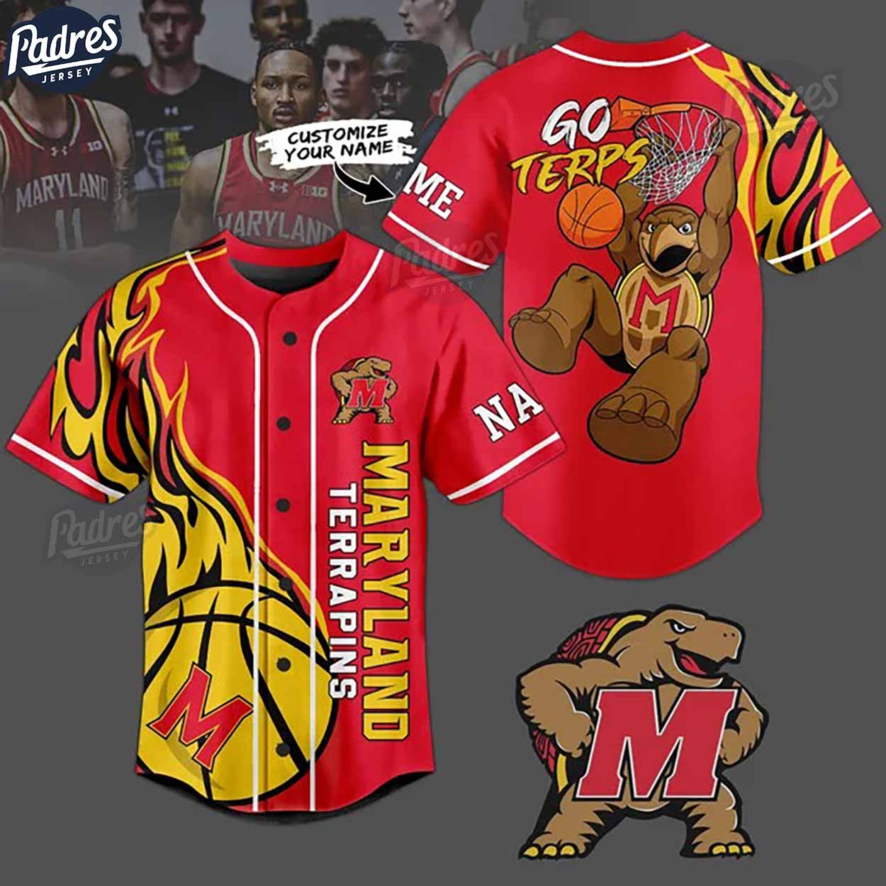 Maryland Terrapins Basketball Team Custom NCAA Baseball Jersey - Padres Jersey Oasis: Elevate Your Baseball Style Game