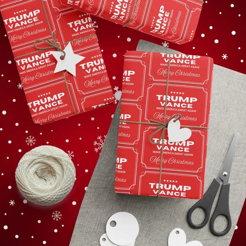 Merry Christmas Trump Vance 2024 Gift Wrap, Make America great Again Wrapping Paper