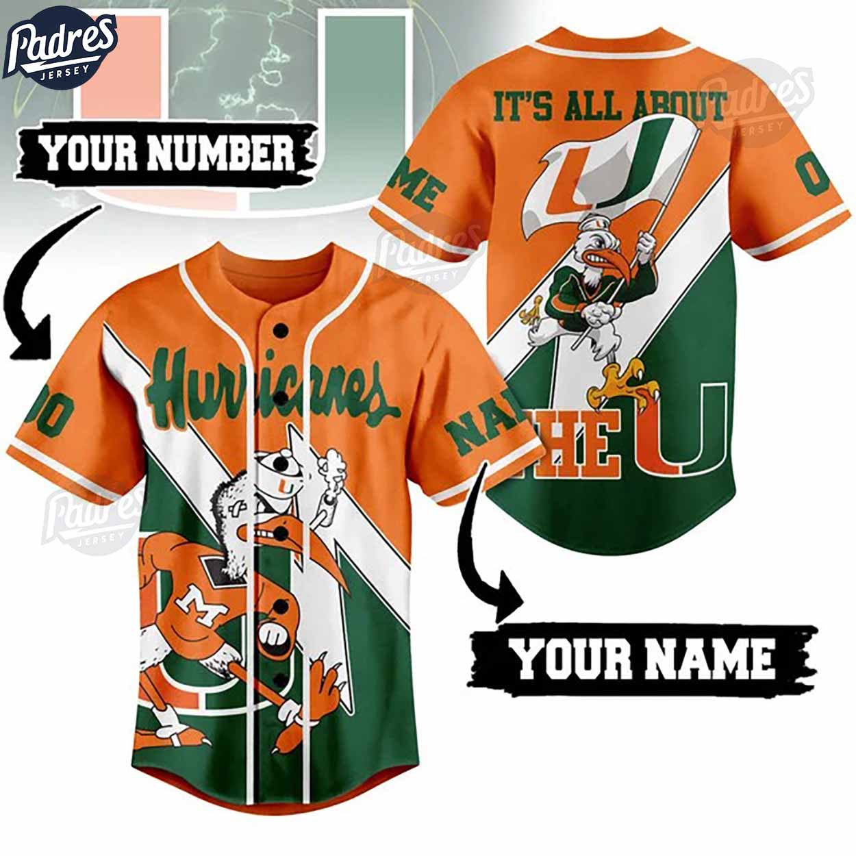 Miami Hurricanes Personalization Baseball Jersey Style - Padres Jersey Oasis: Elevate Your Baseball Style Game