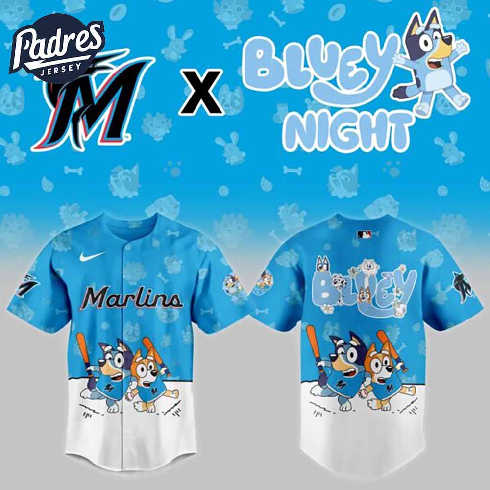 Miami Marlins Bluey Night Baseball Jersey Outfit - Padres Jersey Oasis: Elevate Your Baseball Style Game