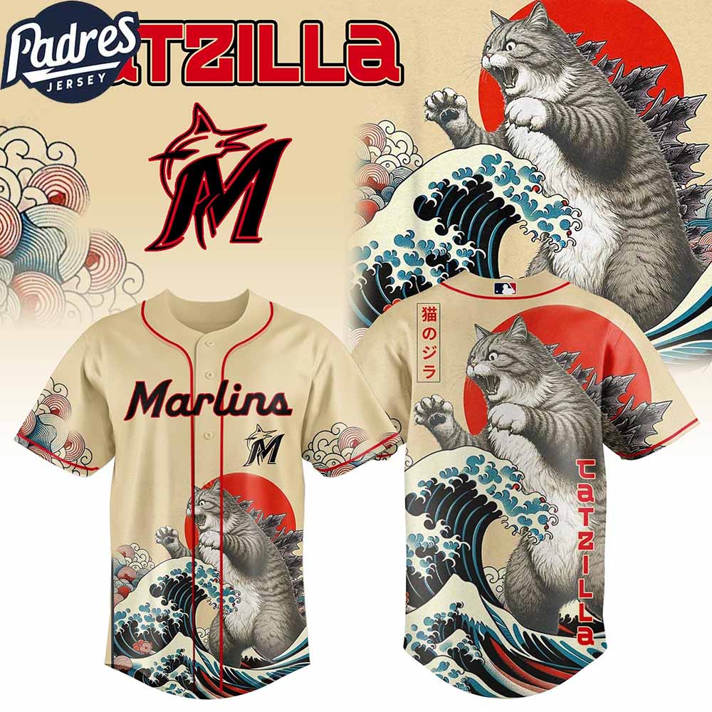 Miami Marlins MLB X Catzilla Personalized Baseball Jersey - Padres Jersey Oasis: Elevate Your Baseball Style Game