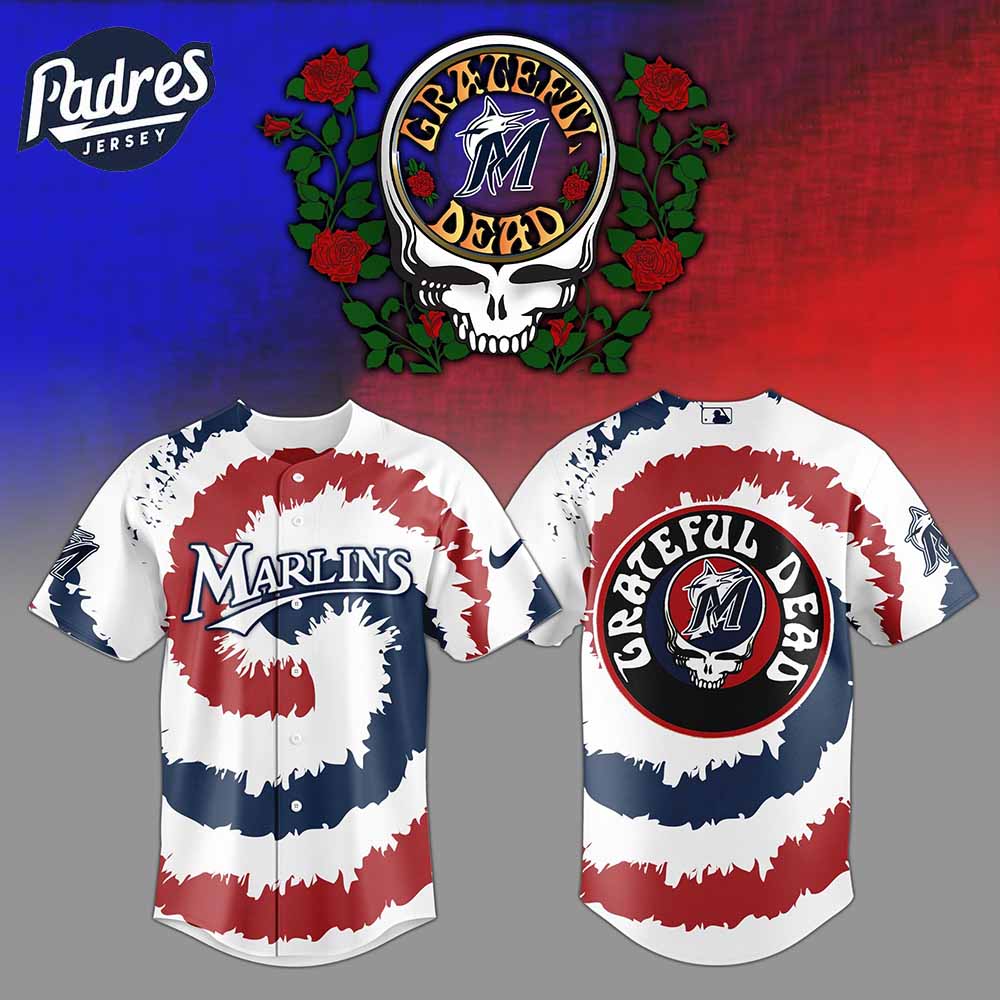 Miami Marlins MLB x Grateful Dead Personalized Baseball Jersey Outfit - Padres Jersey Oasis: Elevate Your Baseball Style Game