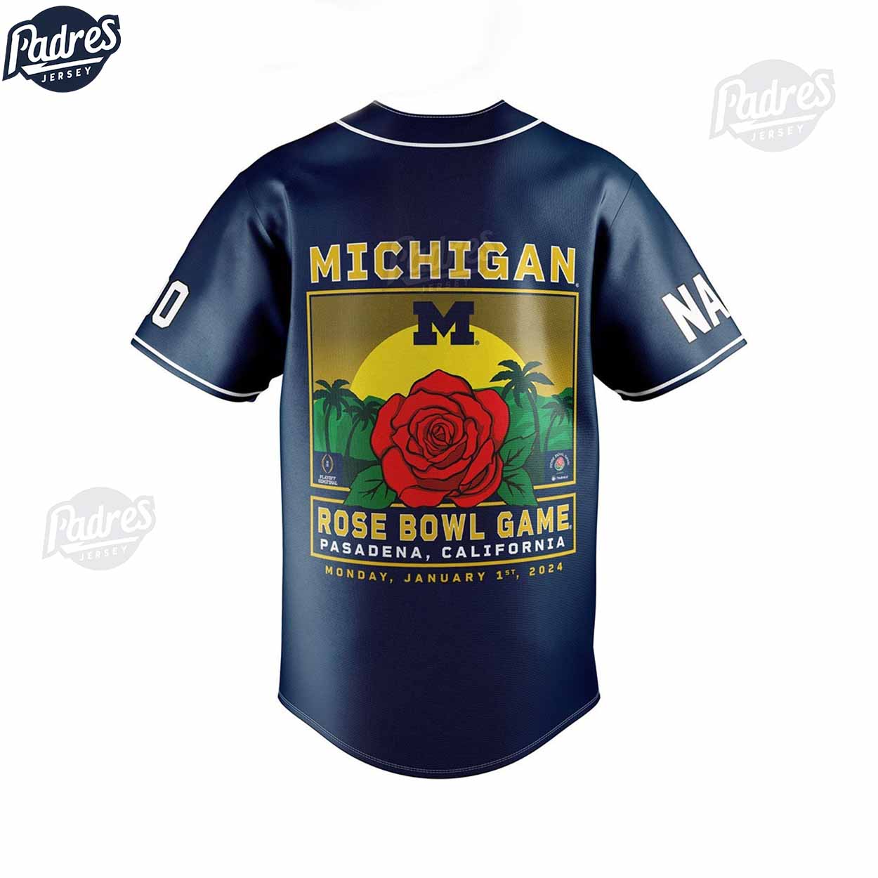Michigan Wolverines Rose Bowl Game Personalized Baseball Jersey - Padres Jersey Oasis: Elevate Your Baseball Style Game