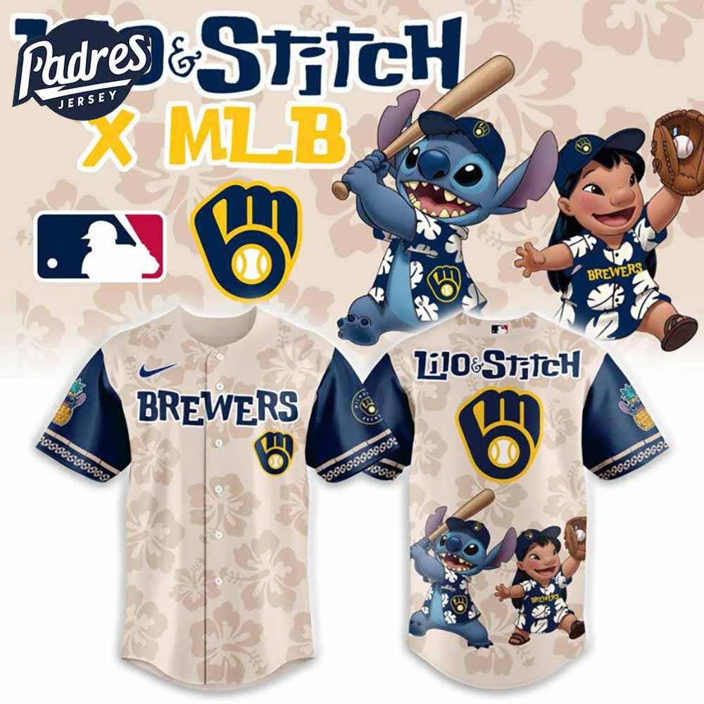 Milwaukee Brewers MLB Lilo And Stitch Summer Baseball Jersey - Padres Jersey Oasis: Elevate Your Baseball Style Game
