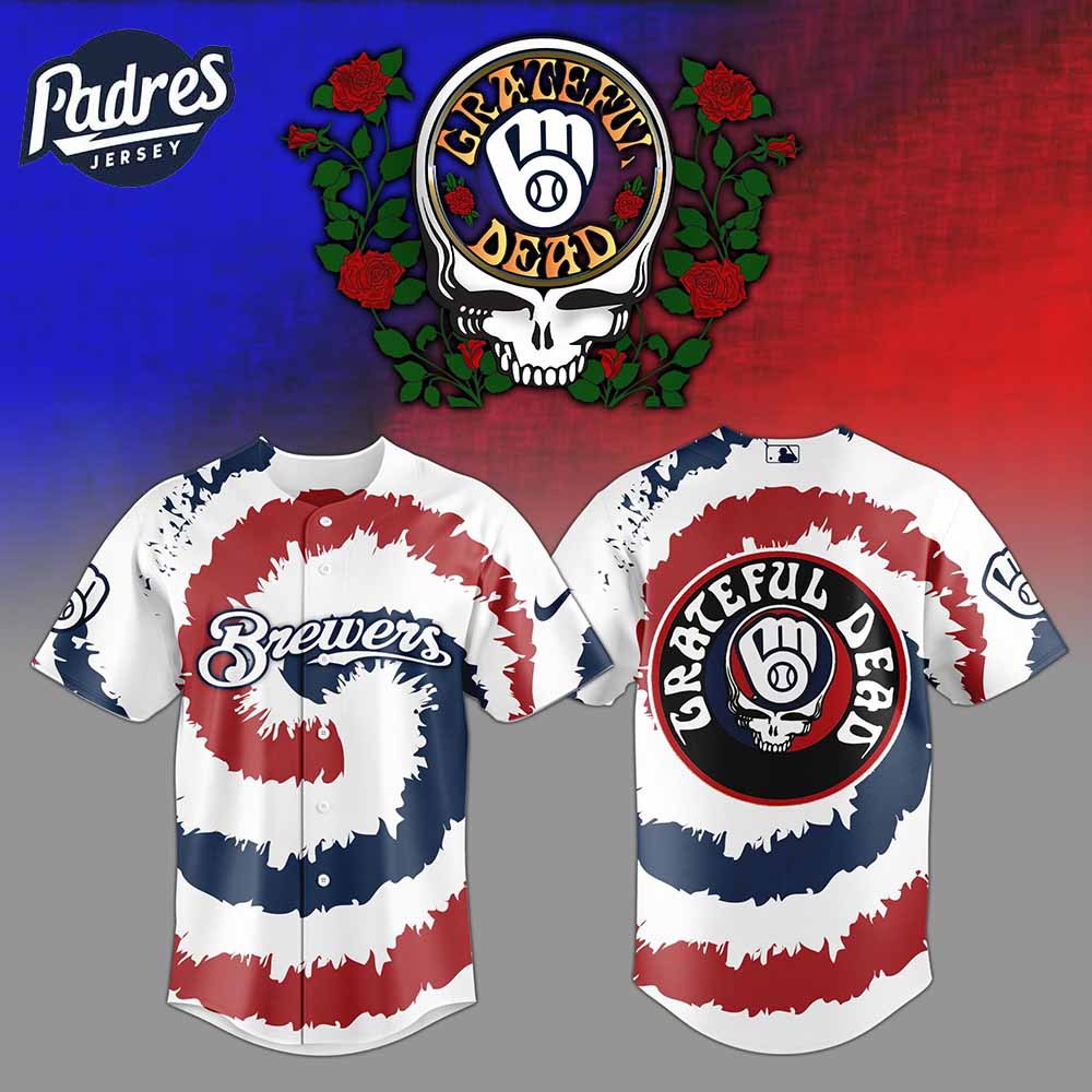 Milwaukee Brewers MLB x Grateful Dead Personalized Baseball Jersey Outfit - Padres Jersey Oasis: Elevate Your Baseball Style Game