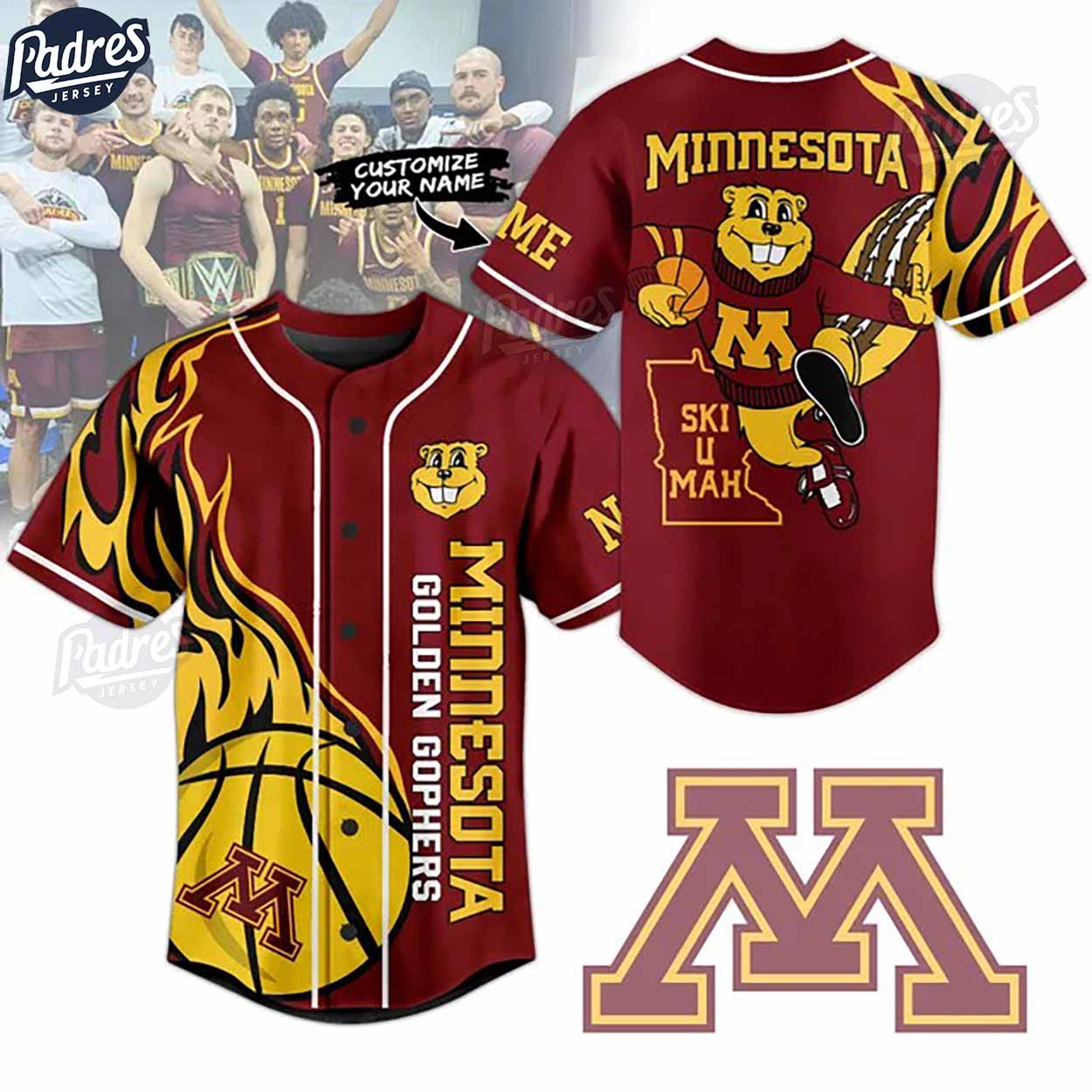 Minnesota Golden Gophers Basketball Team Custom Baseball Jersey - Padres Jersey Oasis: Elevate Your Baseball Style Game