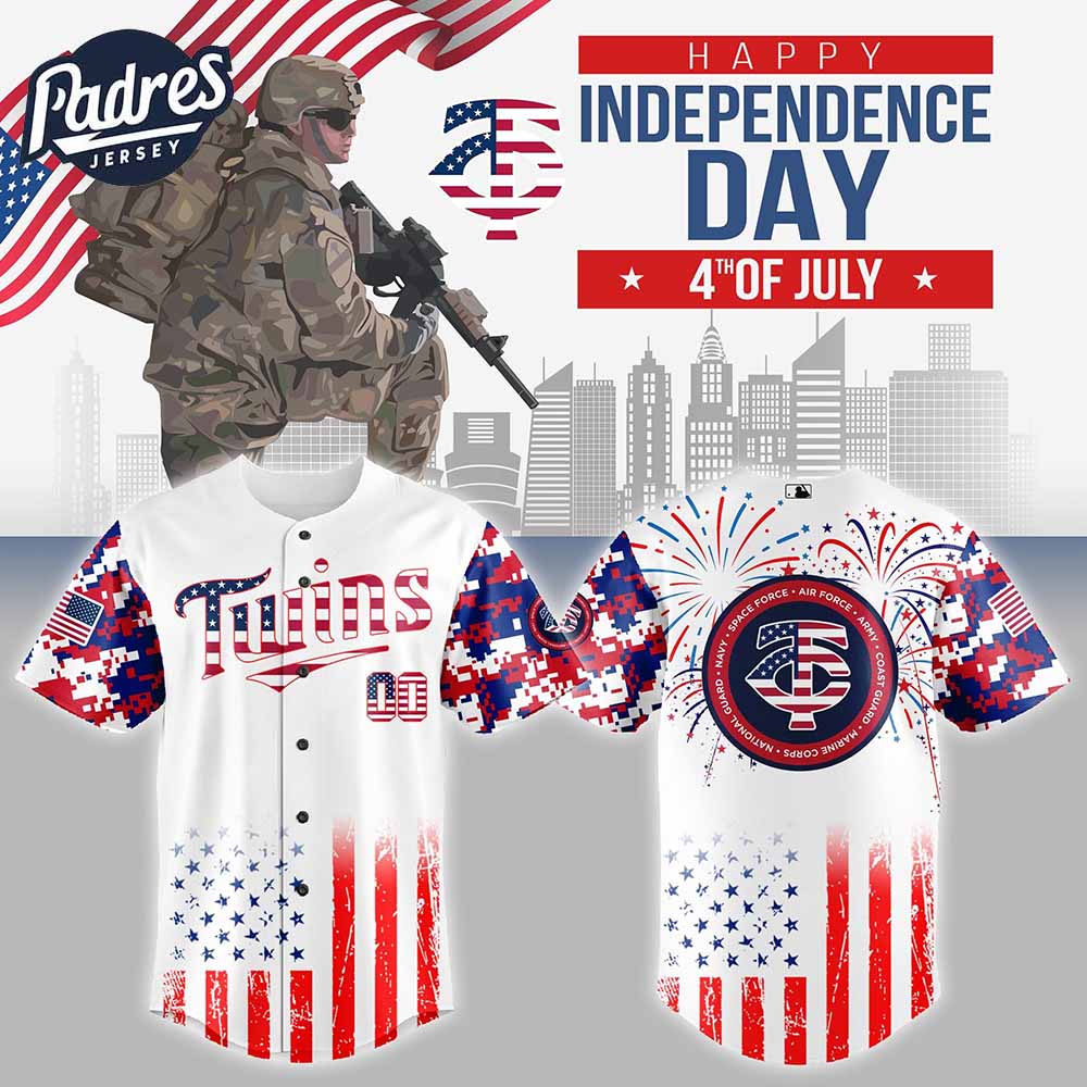 Minnesota Twins MLB X The 4th Of July X Military Personalized Baseball Jersey - Padres Jersey Oasis: Elevate Your Baseball Style Game