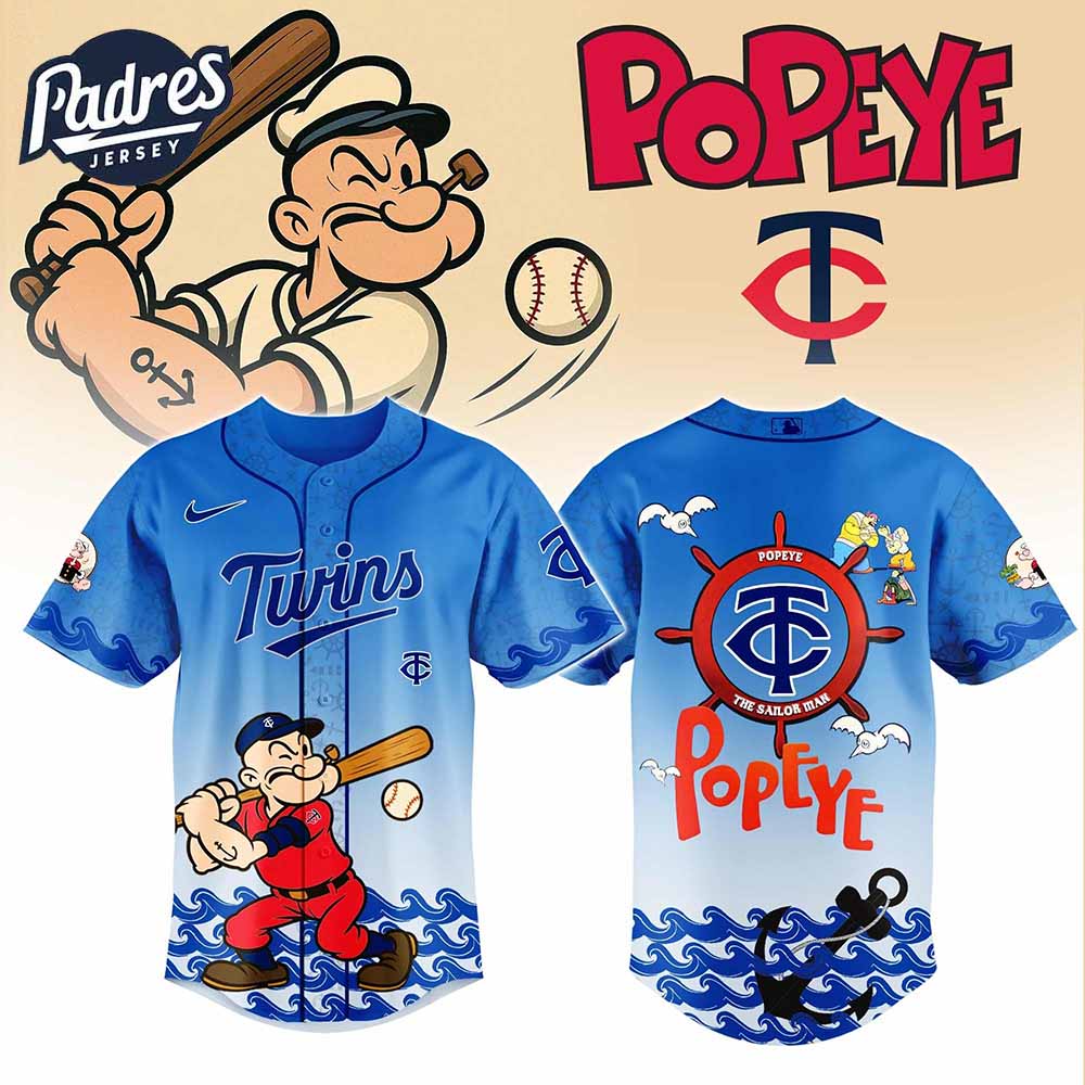 Minnesota Twins MLB x Popeye Baseball Jersey - Padres Jersey Oasis: Elevate Your Baseball Style Game