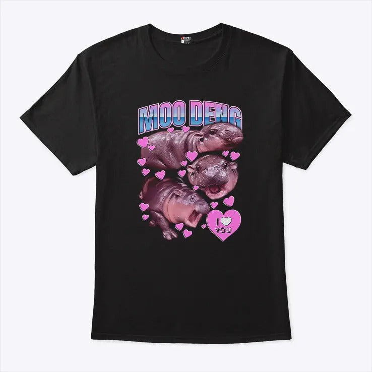 Moo Deng I Love You Cute Baby Hippo Shirt Sweatshirt Hoodie