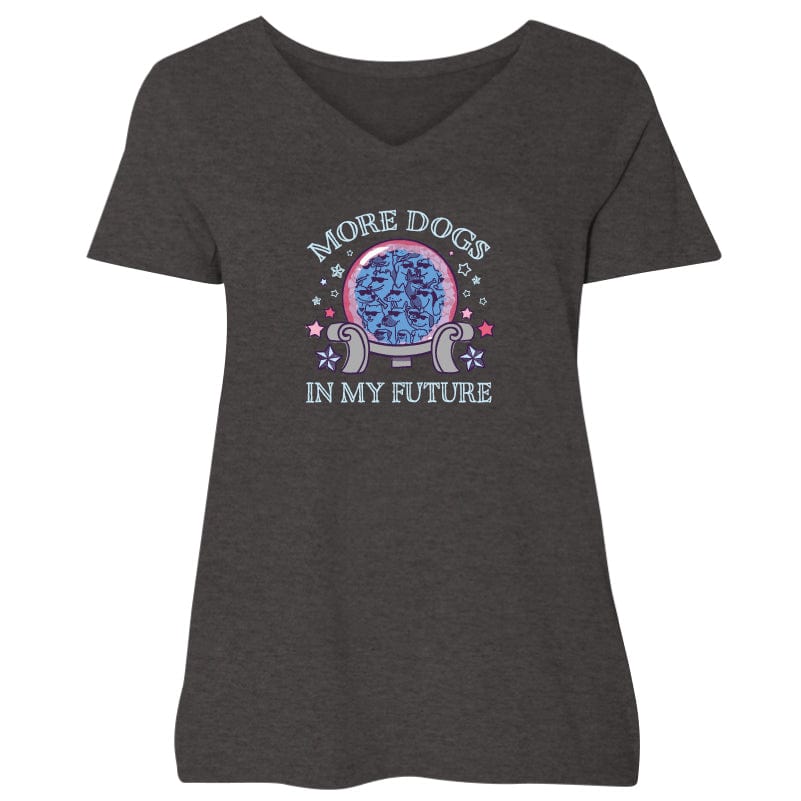 More Dogs In My Future - Ladies Curvy V-Neck Tee